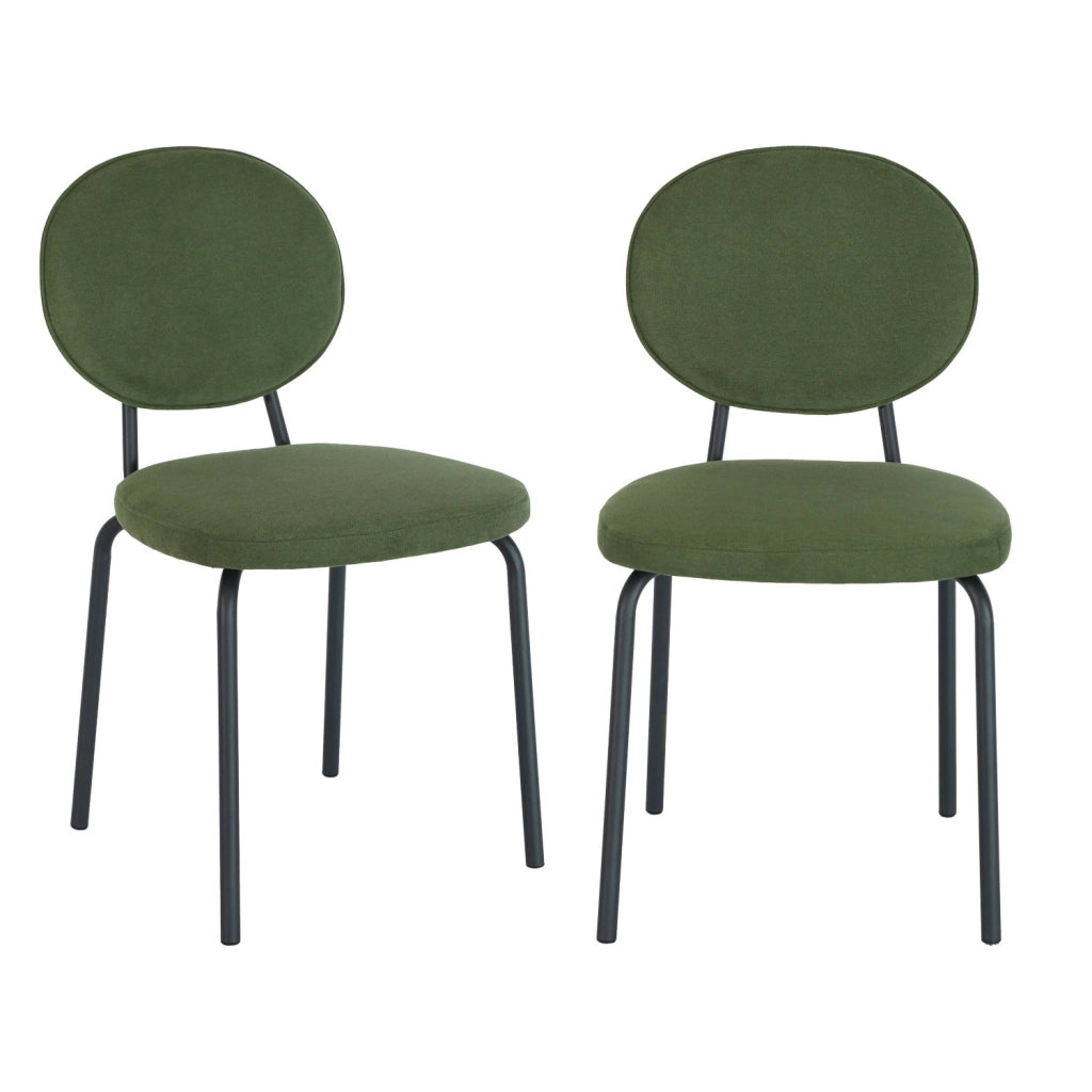 Set 2 sedie vintage in metallo e tessuto, verde kaki