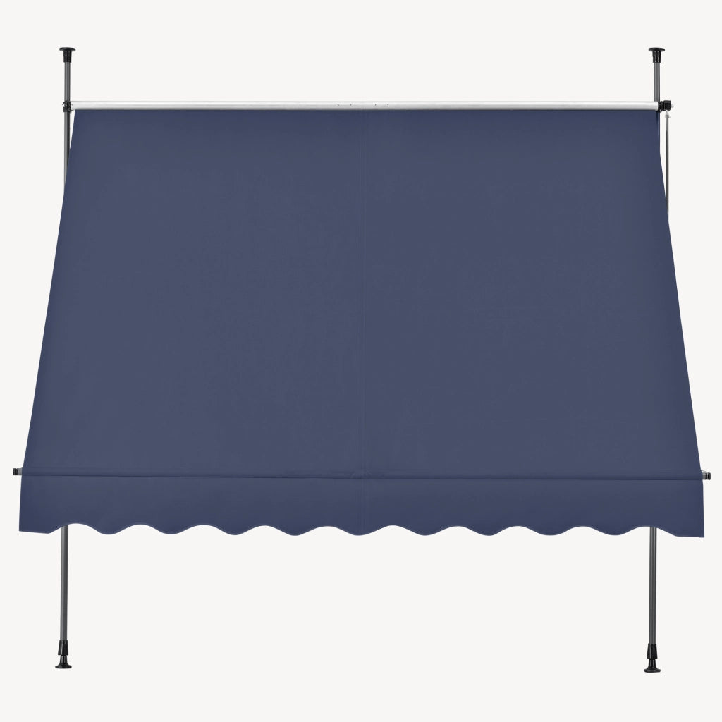 Tenda da Sole a Muro con Pali di Supporto Telescopici Parasole 200 x 120 cm (LxP) Blu Scuro pro.tec