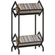 Porta CD 50, Porta Vinili 2 Livelli Metallo per DVD, Libri, Album, Nero