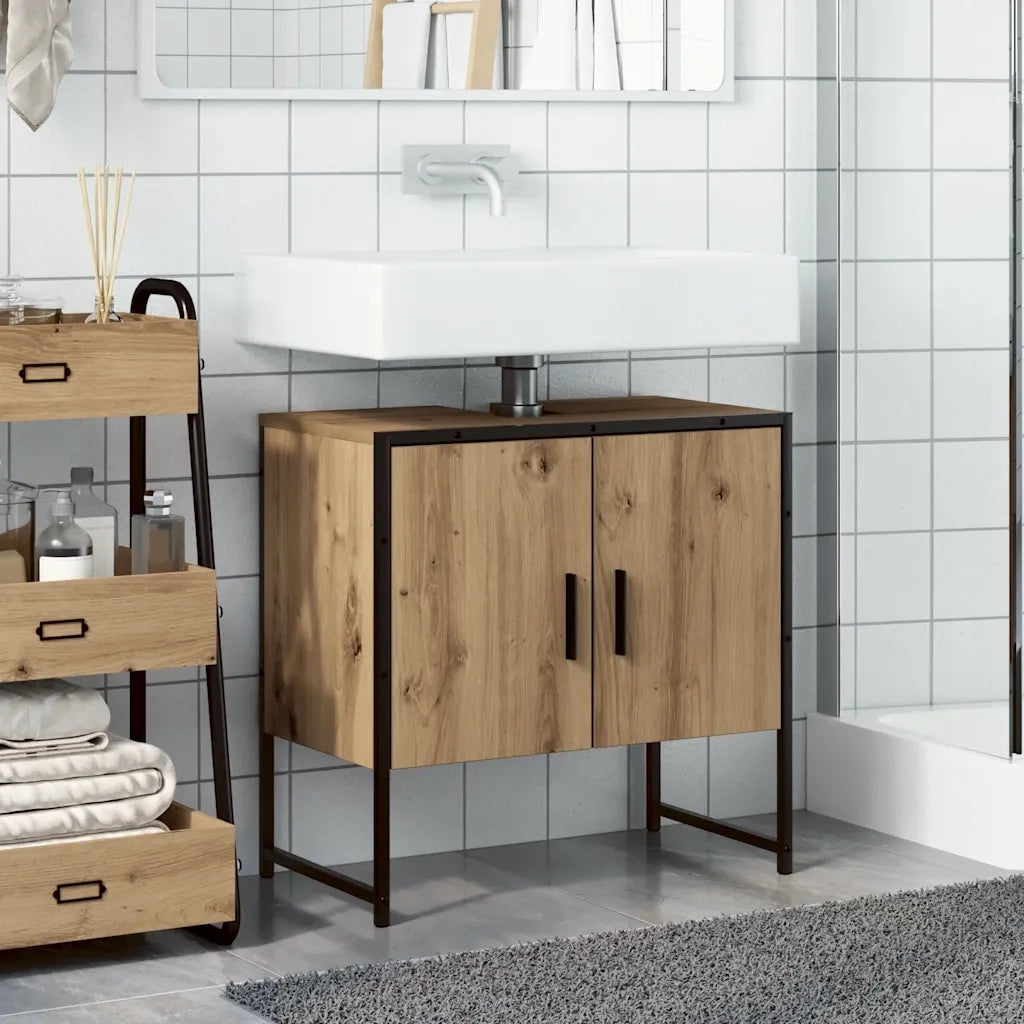 Mobile Lavabo | Armadio Lavabo Bagno Rovere Artigianale Legno Multistrato
