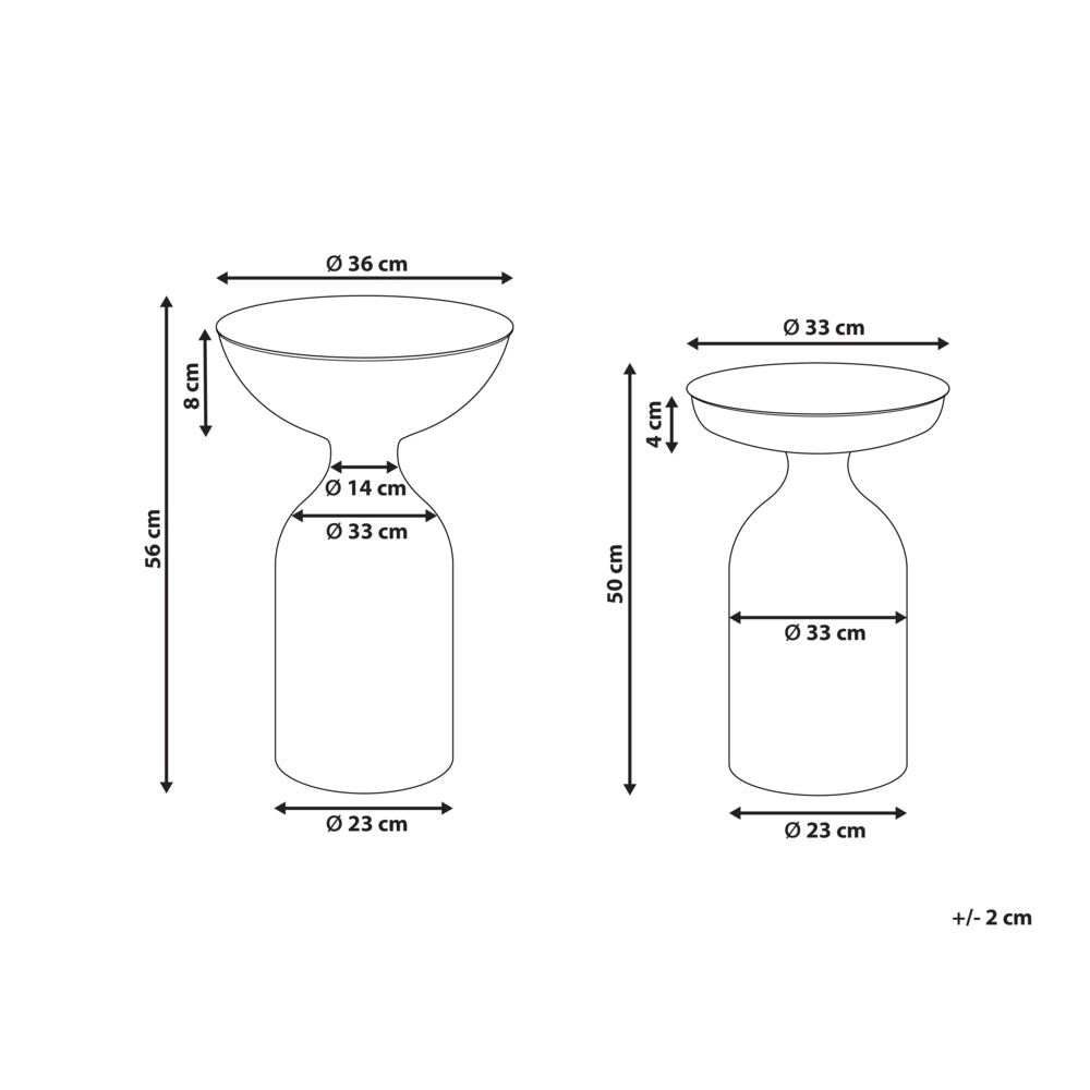 Set di 2 tavolini moderni in ferro opaco verniciato a polvere verde forma ovale soggiorno camera da letto moderna
