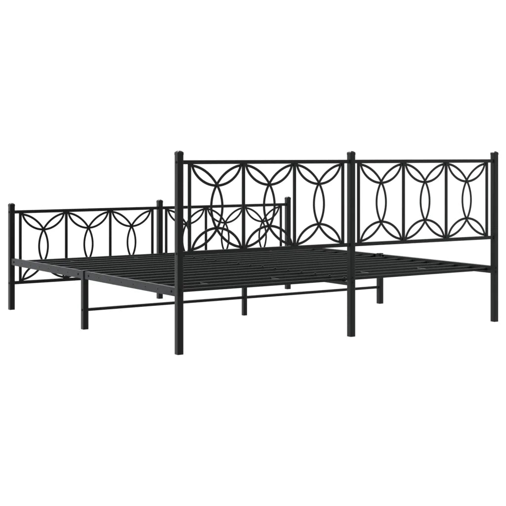 Giroletto con Testiera e Pediera Metallo Nero 193x203 cm