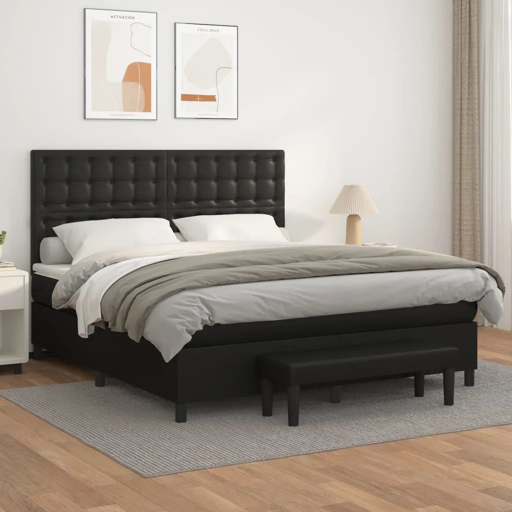 vidaXL Giroletto a Molle con Materasso Nero 160x200 cm in Similpelle