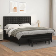 vidaXL Giroletto a Molle con Materasso Nero 160x200 cm in Similpelle