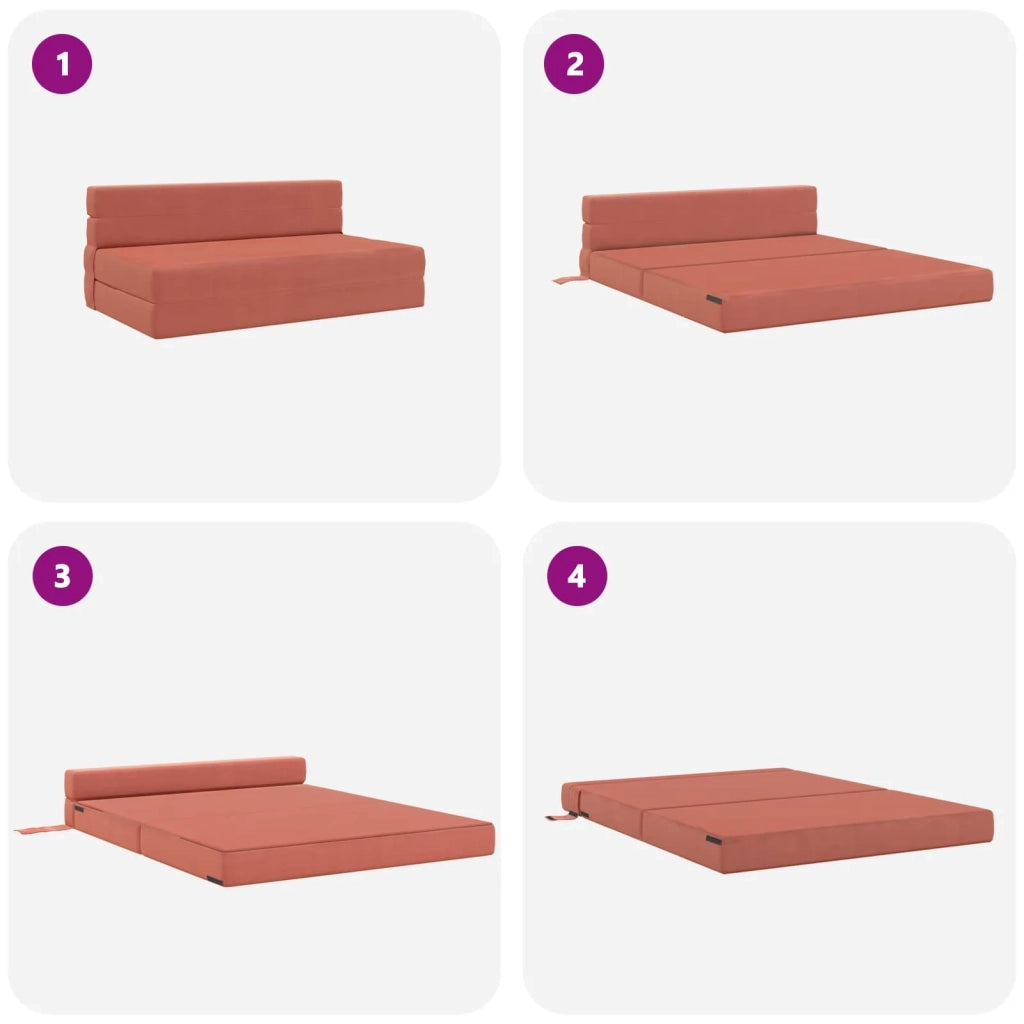 Divano Letto Pieghevole Rosso Arancio 152 x 86,5 x 60 cm 900135