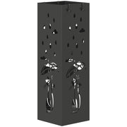 Portaombrelli con Vassoio e Ganci ¨C zephmum ¨C Nero, Metallo, 15.5x15.5x49 cm