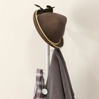 Appendiabiti da Terra 6 Ganci 32x171 cm Disco in Acciaio e Base in Ardesia Bianco