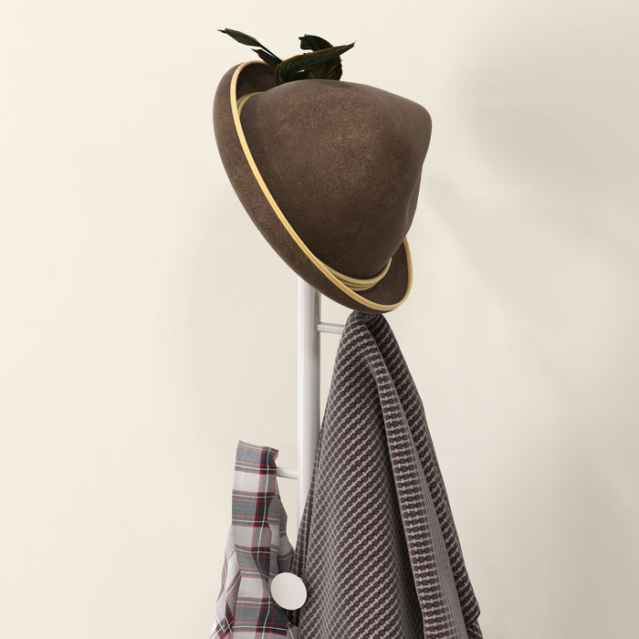 Appendiabiti da Terra 6 Ganci 32x171 cm Disco in Acciaio e Base in Ardesia Bianco