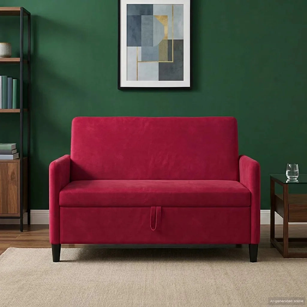 Divano con Storage Rosso Vino 122 x 78 x 87 cm Poliestere 42036910