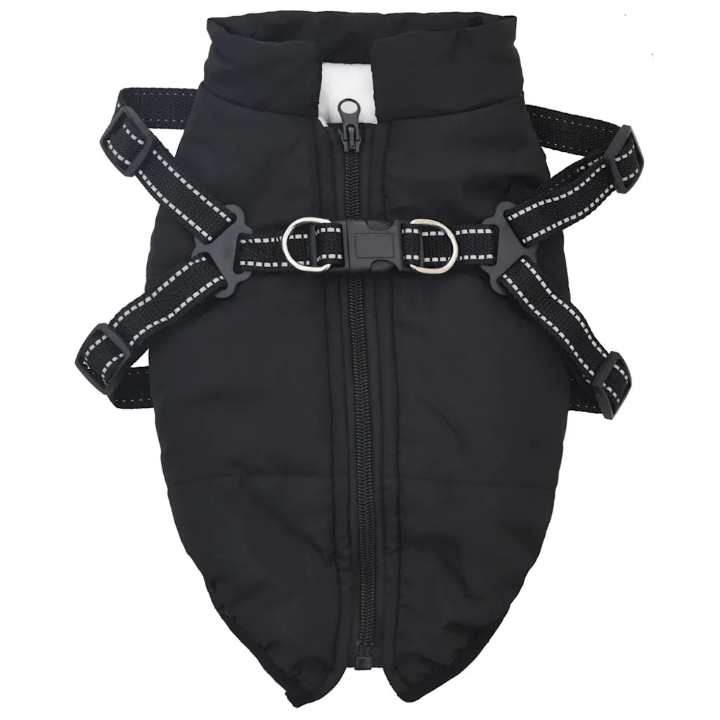 Cappotto Cani con Imbracatura Impermeabile Riflettente Nero L24 CFW3820975