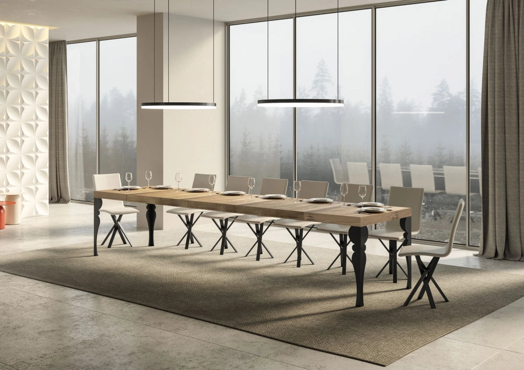Tavolo allungabile 90x140/400 cm Paxor Premium quercia natura telaio Antracite