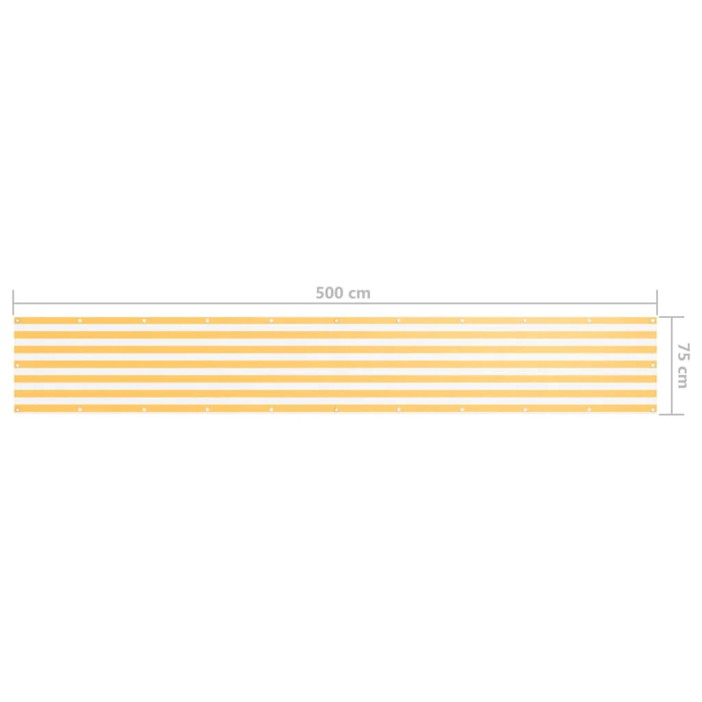Paravento per balcone frangivista 75 x 500 cm tessuto Oxford bianco e giallo 02_0010080