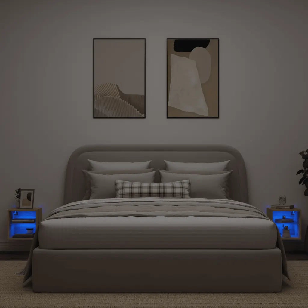 Mobili TV a Parete con Luci LED 2pz-Set di 2 Credenza per TV sospesa Rovere Sonoma 30x28,5x30 cm