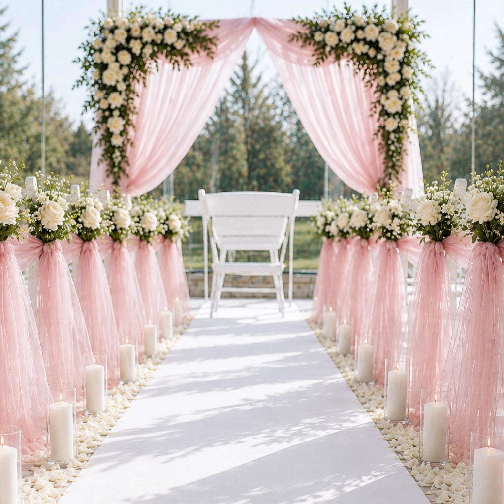 Rotolo Tulle Limoges 30 Metri x 1,5 Metri per Decorazioni Matrimonio, Feste, Fiocchi, Allestimenti e Bomboniere Rosa