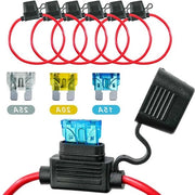 6 impianti di fusibile 12 AWG per veicoli, motocicli e camion, impermeabili, per fusibili inline a placca, cavi in rame, standard per veicoli e camper, 2 x 15 A, 2 x 20 A, 2 x 25 A
