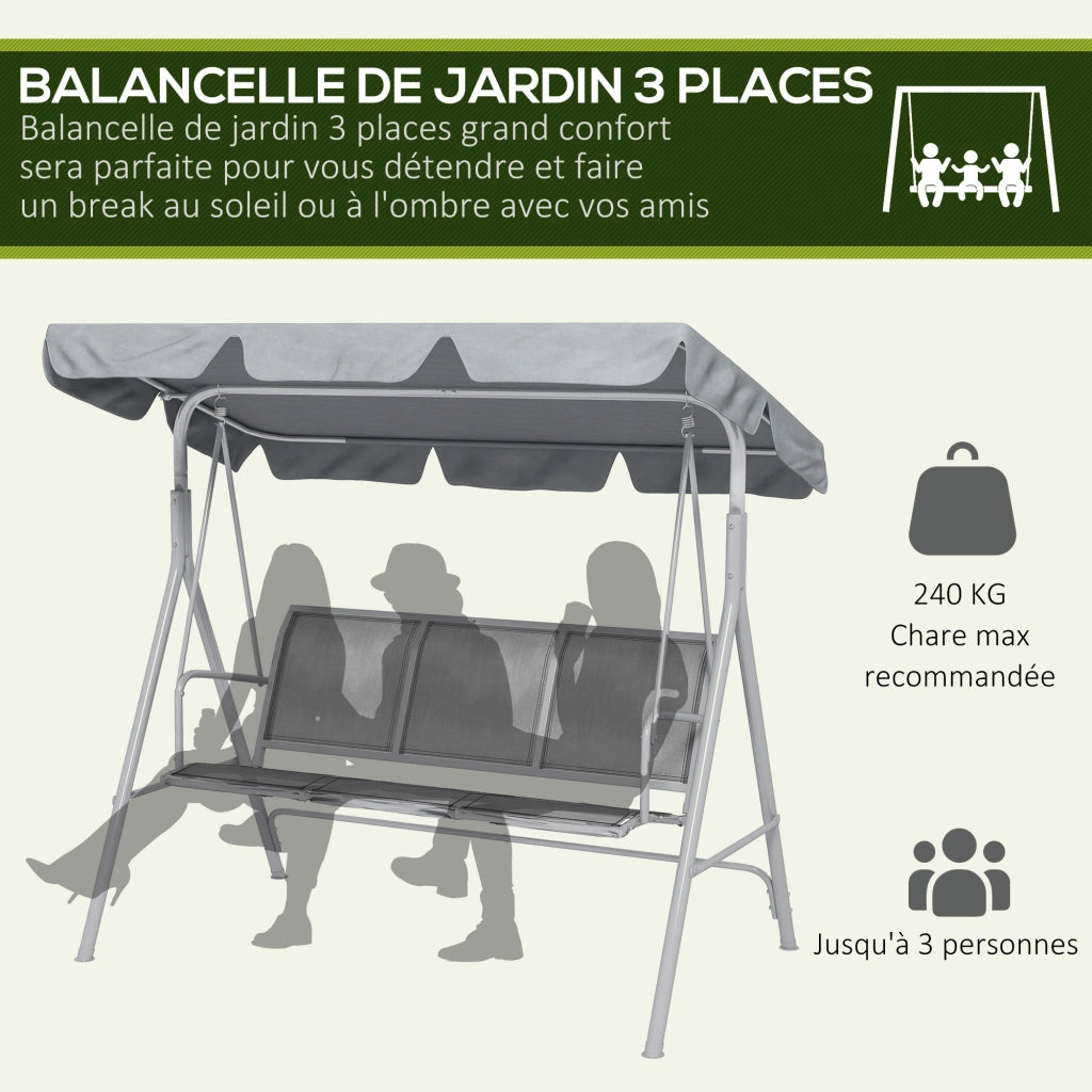 Amaca da Giardino 3 Posti ¨C Zephmum ¨C Grigio, Polyrattan, Tessuto