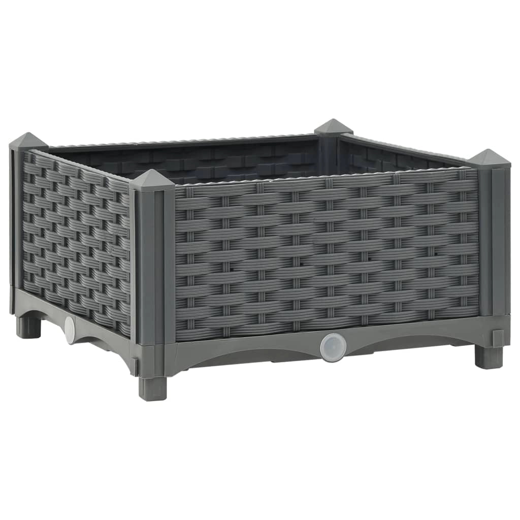 Fioriera rialzata per piante e fiori giardino 40 x 40 x 23 cm polipropilene grigio scuro 02_0000925