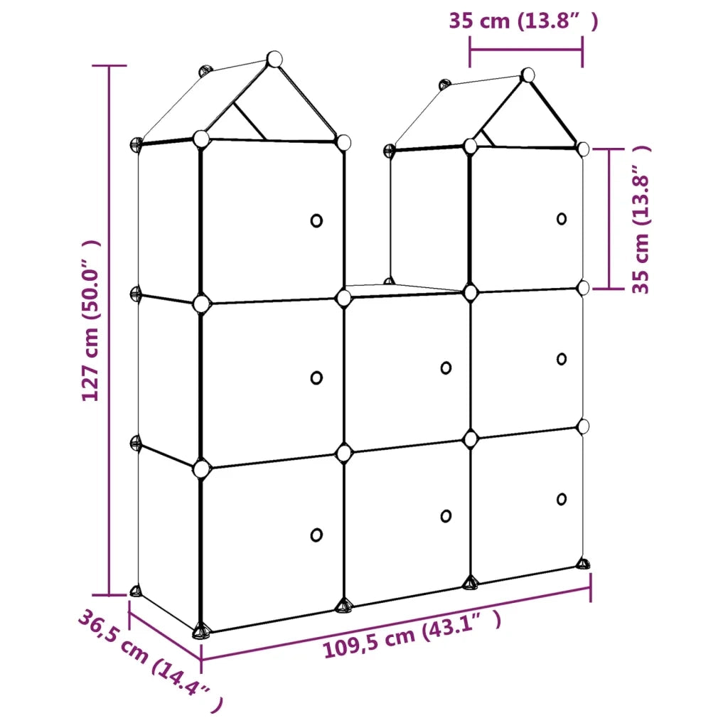 Scaffale Portaoggetti per Bambini con 8 Cubi Blu in PP CFW2584249
