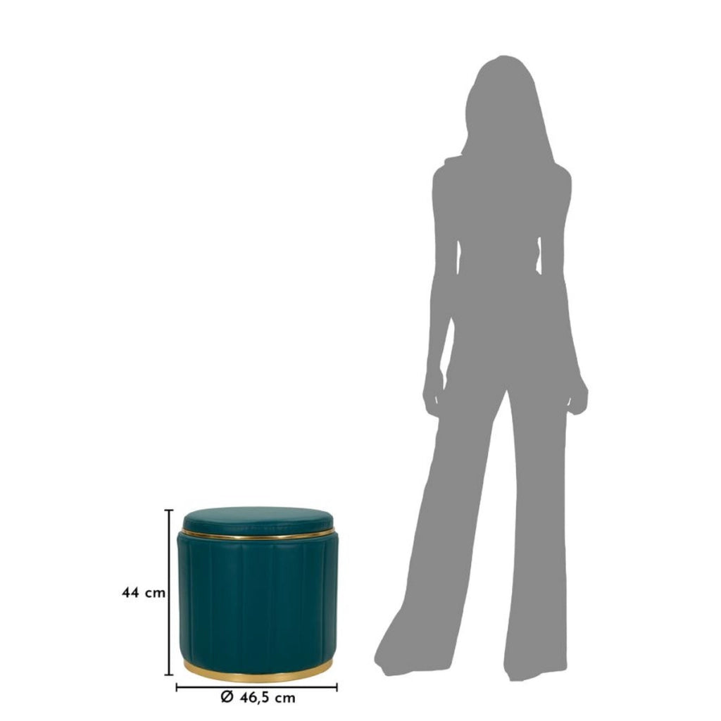 Pouf London in poliuretano ottanio con dettagli oro