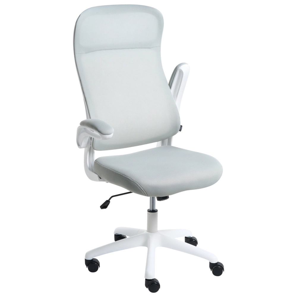 Sedia da ufficio girevole con altezza regolabile inclinabile rivestimento in tessuto grigio chiaro