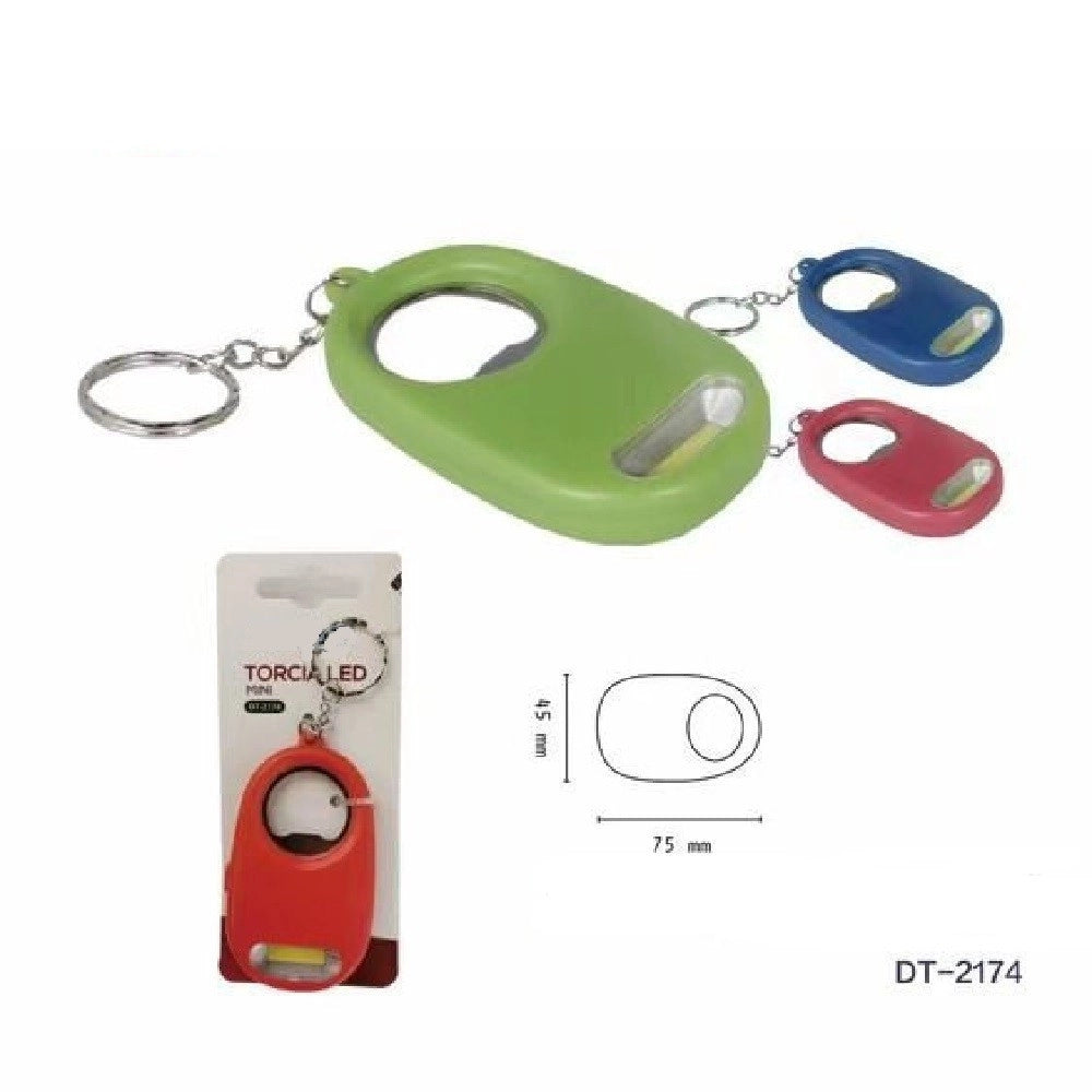 Trade Shop - Mini Torcia Portachiavi Led Cob Tascabile Con Apribottiglia Vari Colori Dt-2174 -