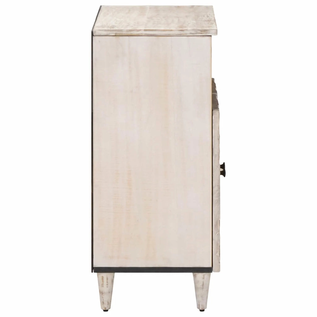 Credenza Bianco 60 x 33,5 x 75 cm Legno di mango massello