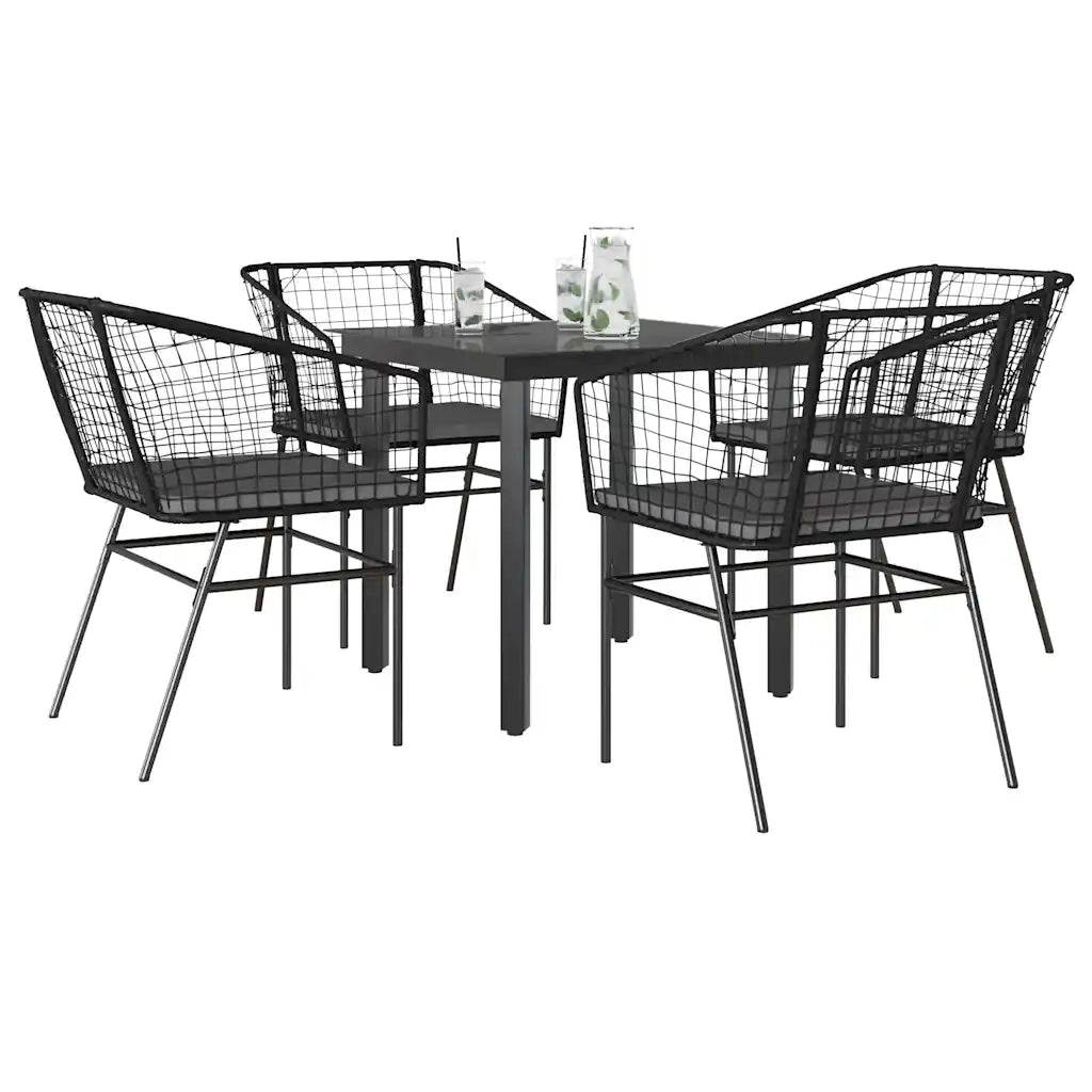 Set da Pranzo da Giardino con Cuscini 5 pz Polyrattan Vetro 3334598