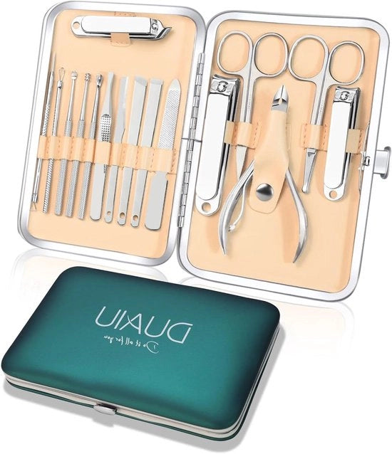 Kit Manicure Professionale 16PC con Acciaio Inossidabile per Pedicure per Uomini e Donne con Custodia da Viaggio