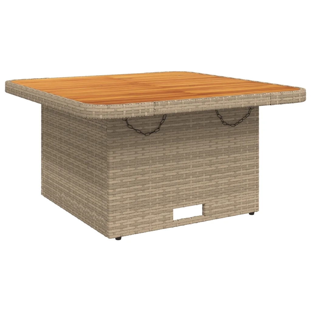 Tavolo da Giardino Beige 80x80x71cm Polyrattan e Legno Acacia 368271