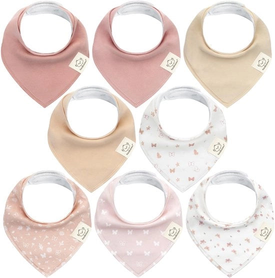 Set di 8 bandane per bambini unisex - Bandane per bambini superassorbenti, bandane per bambini in cotone biologico, set di bandane per bambini, bandane per bambini, salviette per bava (farfalle)