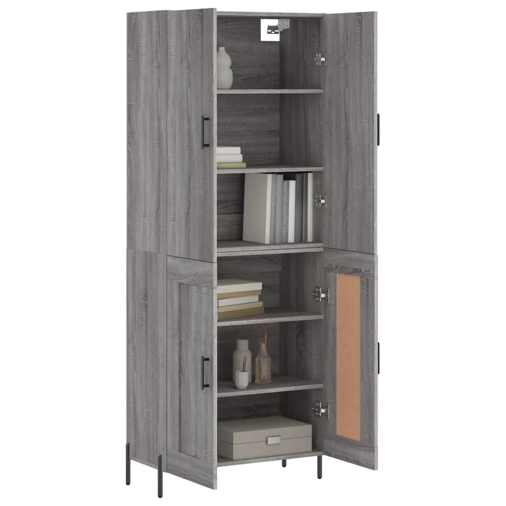 Credenza Grigio Sonoma 69,5x34x180 cm in Legno Multistrato 3195801