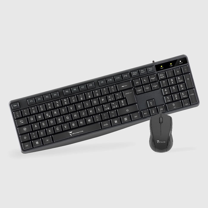 KIT TASTIERA + MOUSE NERA (TM-KM002) CON CAVO USB