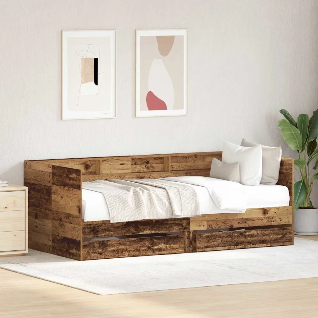 Daybed con testiera-Letto Giorno-Divano Letto Legno vecchio 75 x 190 cm Legno multistrato