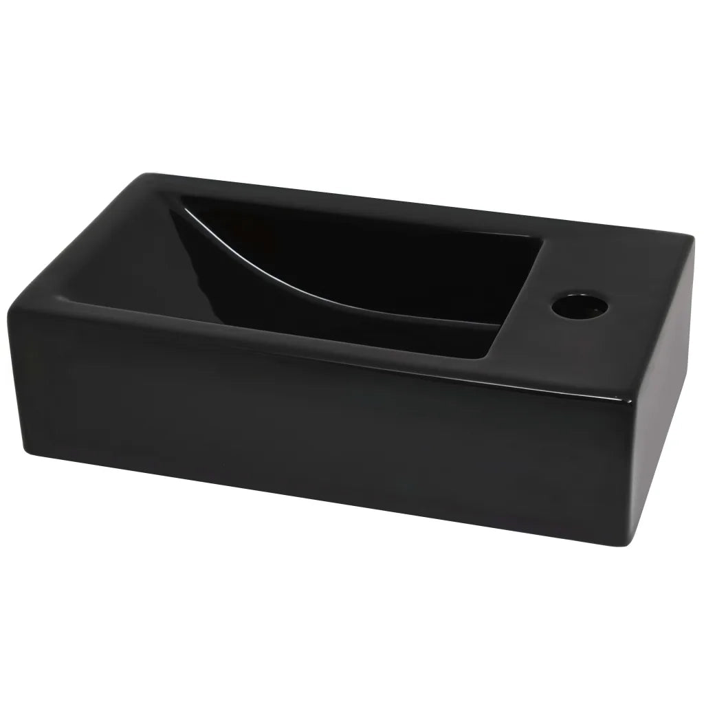 Lavandino con Foro Rubinetto Rettangolare Ceramica 46x25,5x12cm cod mxl 48908