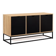 IDMarket - Credenza bassa a 3 ante, nera, design industriale BOSTON