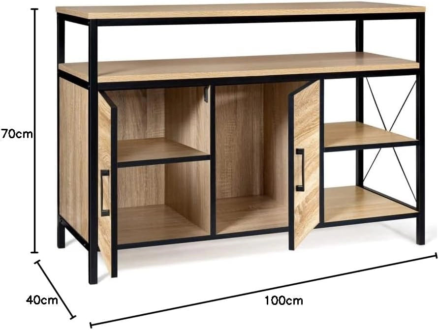 Credenza bassa DETROIT a 2 ante, design industriale