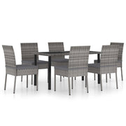 Set da pranzo da giardino per esterni da 7 pezzi in resina di vimini grigia 02_0014048