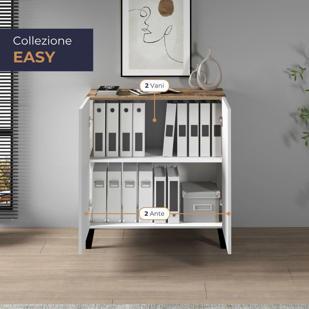 WHOUS Armadio multiuso Easy a 2 ante acero e bianco opaco 79,20x38x92,5 cm