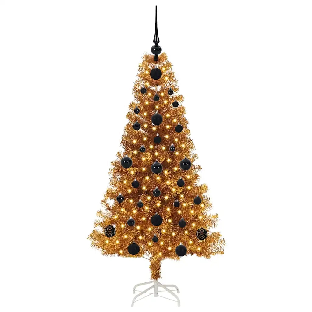 Albero di Natale con 150 LED con supporto Oro 120 cm PET 3396604