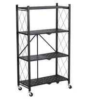 MA MAISON SCAFFALE PIEGHEVOLE 4 RIPIANI NERO CON ROTELLE PER SPOSTAMENTO RICHIUDIBILE E RIPONIBILE 72X24X125 CM