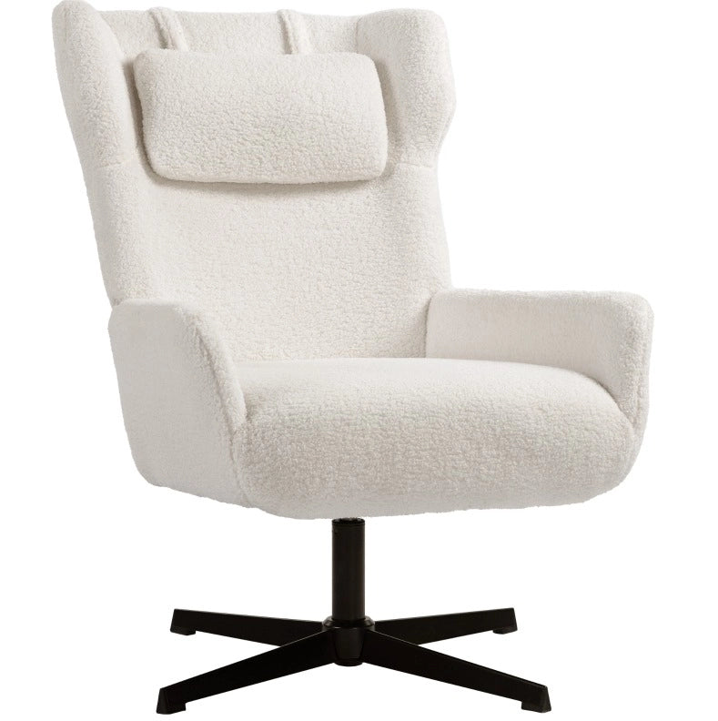 Poltrona girevole 74x86.5x102 cm con supporto ergonomico in metallo bianco crema