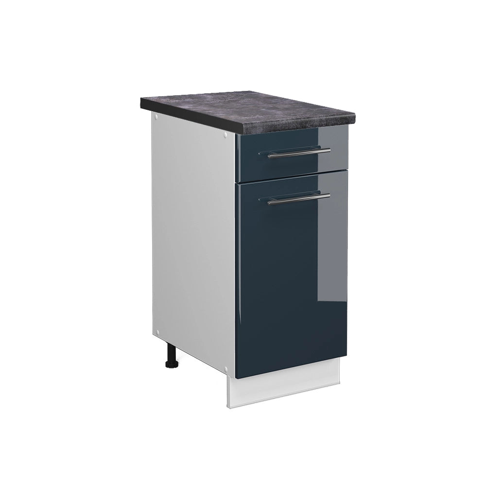 Mobiletto base per cucina Fame-Line Blu scuro lucido/Bianco 40 cm, PL Antracite Vicco
