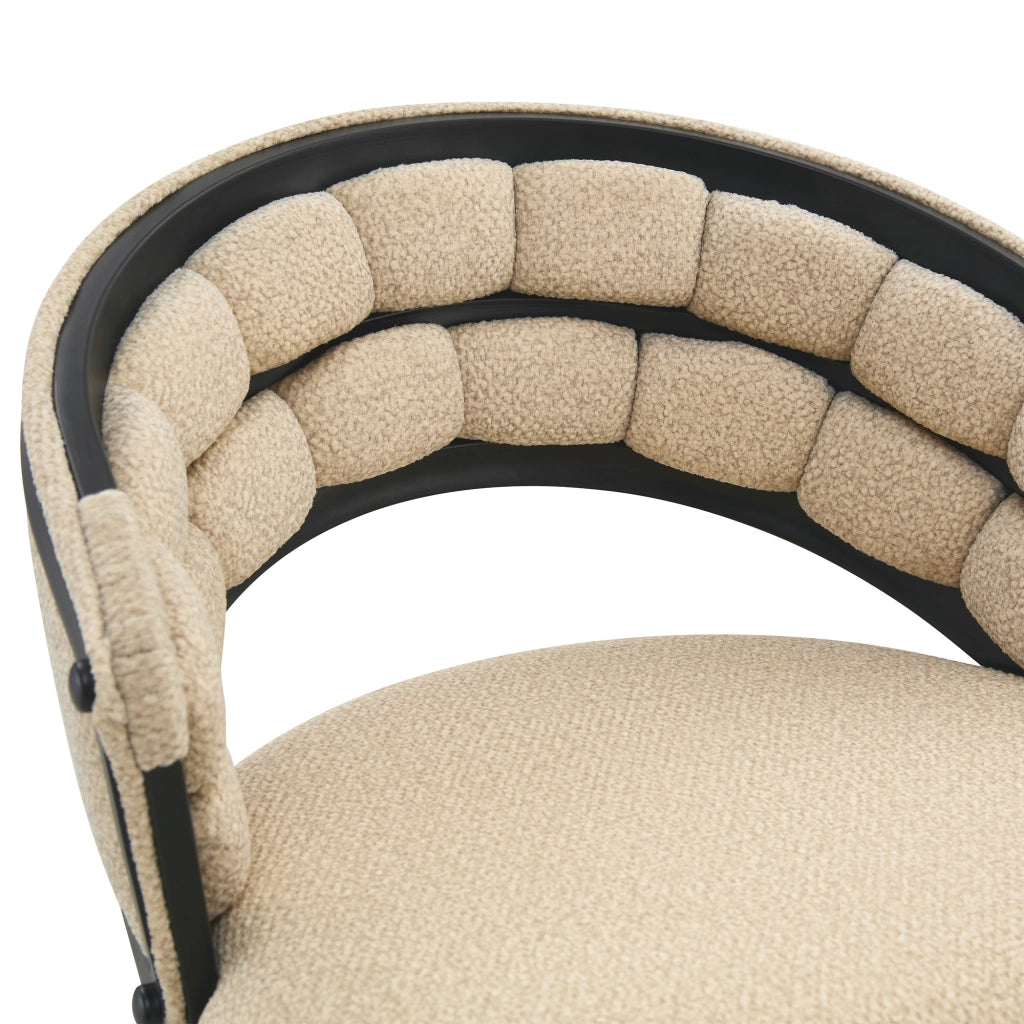 Sgabello da bar in velluto con schienale intrecciato e poggiapiedi, struttura in metallo beige nero 71 × 61 × 37 cm
