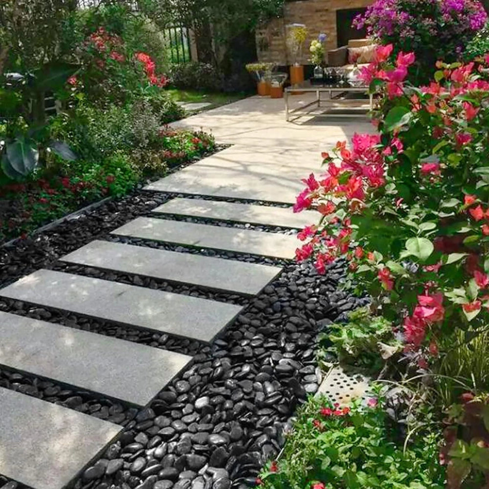 Ciottoli nero ebano pietre naturali decorativi giardini aiuole vasi *** misura 25/40, formato 5 kg, confezione 1