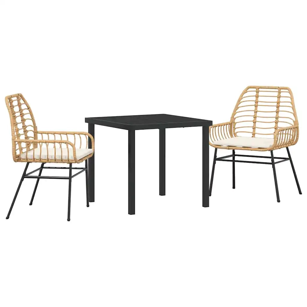Set da Pranzo per Giardino 3 pcs Marrone polyrattan 3380862