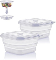 Lunchbox opvougbare 900 ml, doppio set - Contenitori per cibo, contenitori per conservazione, realizzati in siliconi a base di platina, resistente al calore e al freddo, impermeabile, resistente al lavastoviglie (trasparente)