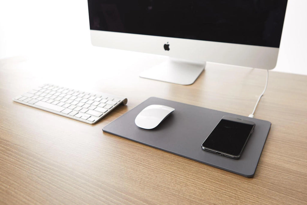Tappetino per Mouse 20,5x30,5x0,5 cm con Base di Ricarica Wireless Caffè