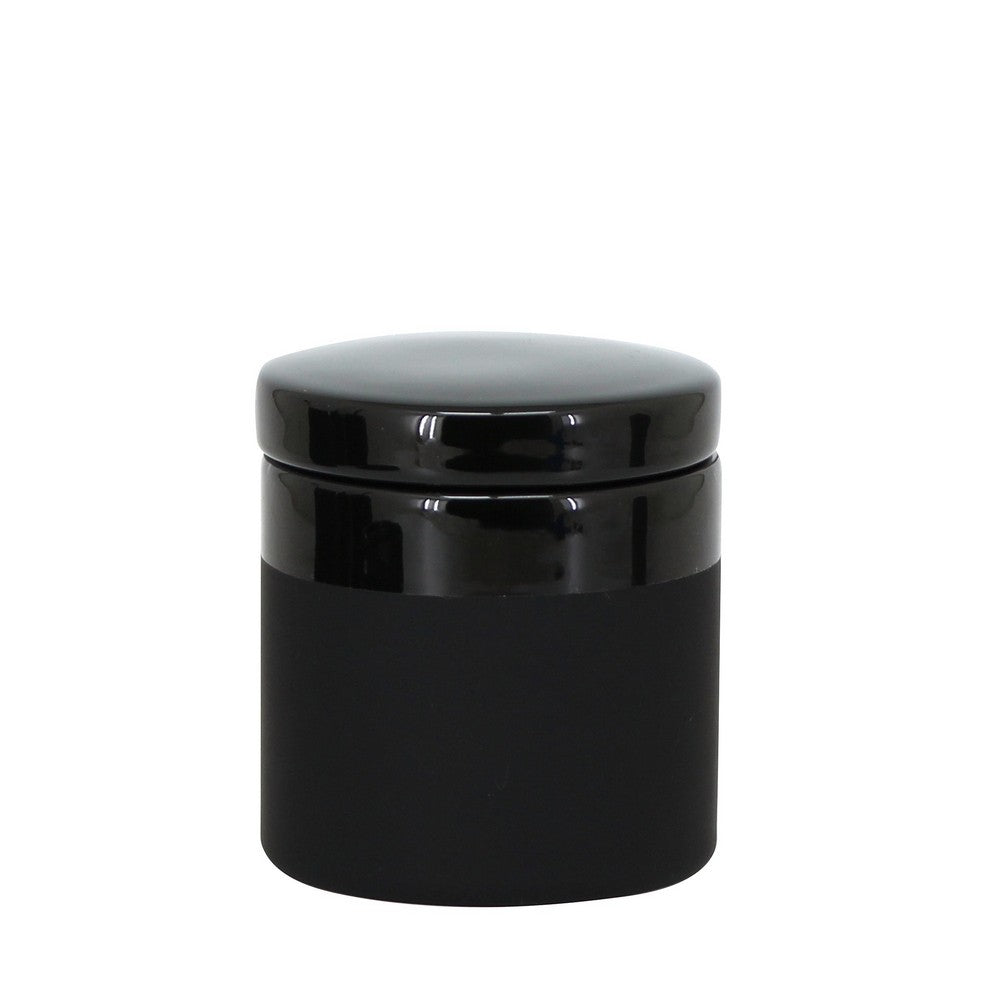 Barattolo porta cotone nero con coperchio - serie Black