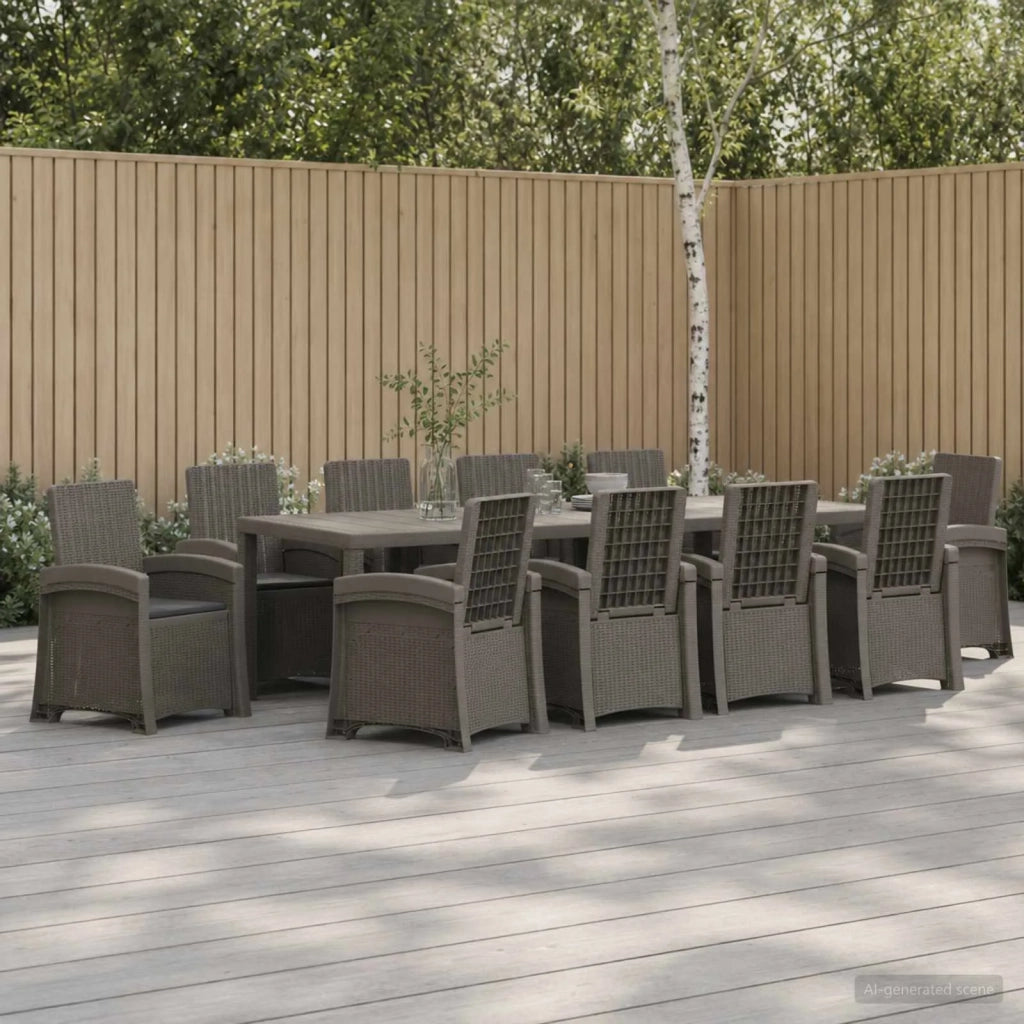 Set da Pranzo per Giardino 11 pz Grigio chiaro e Antracite PP 3430180