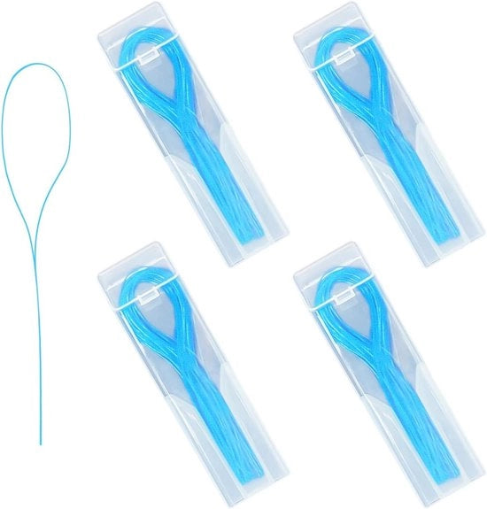 Flessa a doppia estremità blu per l'inserimento del filo di dentifricio - flessa multifunzionale per retini - fili per impianti - 4 pezzi